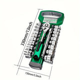 24-Tooth Drive Socket Wrench Set — 1/4" + 3/8" + 1/2" Ratchet | Compact Multi-Socket Kit for Car & Mechanical Repair