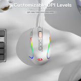 Redragon M612 Predator RGB Gaming Mouse – 8,000 DPI Wired Optical Mouse with 11 Programmable Buttons (White)