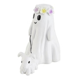 Spooky Cute Ghost Walking Dog Resin Ornament – Adorable Halloween Tabletop Decoration for Indoor & Outdoor Use | 15cm Figurine