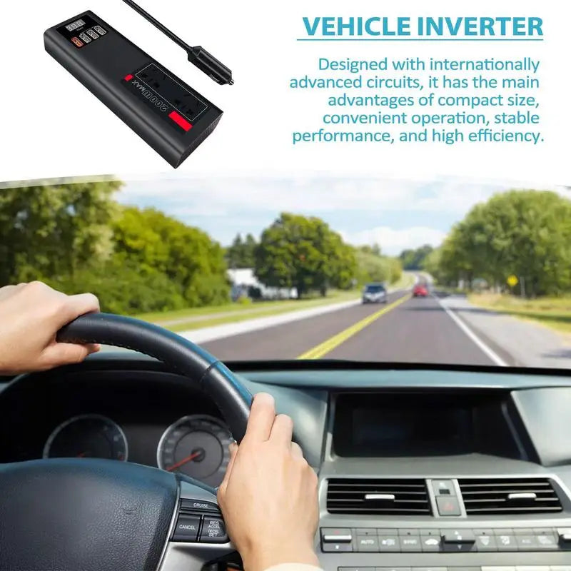 Car Power Inverter – Car Charger Adapter & Plug Converter with AC Outlet for Travel and Road Use
