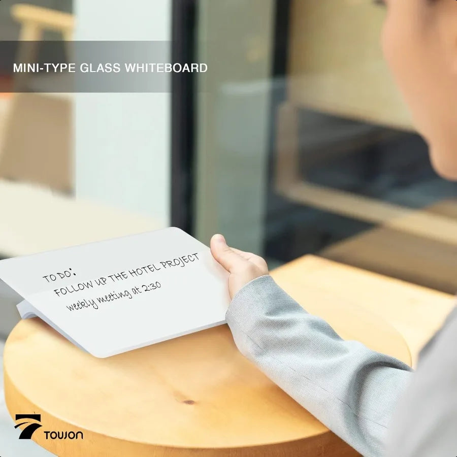 Small Glass Dry Erase Board – Mini Desktop Whiteboard with Easel Stand for Office & Home Workspace