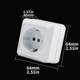 White Wall Mount EU Standard Power Socket – Vintage Style Electrical Outlet with Grounding, Flame-Retardant Plastic Surface Plug for Home & Office