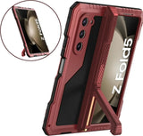 3-Layer Heavy Duty Metal Case for Samsung Galaxy Z Fold 3/4/5/6 – Aluminum & Silicone Shockproof Cover with Stand