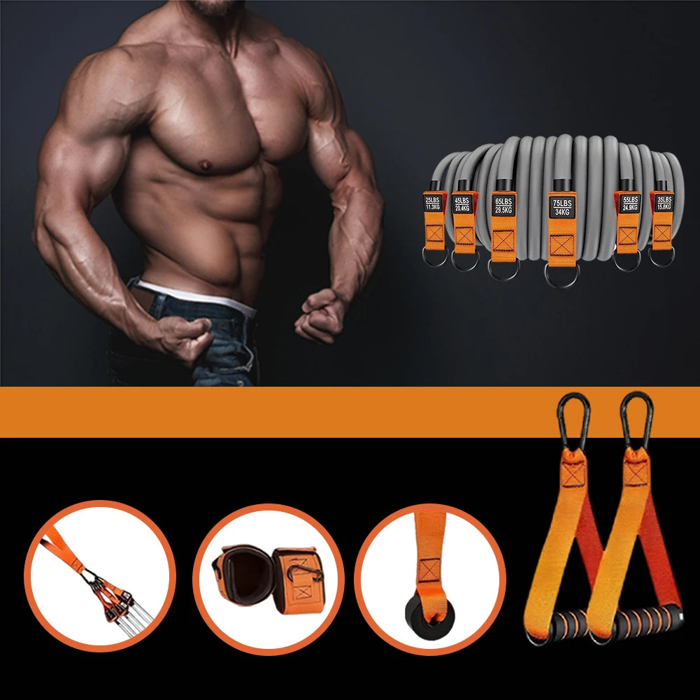 Heavy-Duty Resistance Bands Set with Handles – Multi-Function Workout Bands for Home Gym