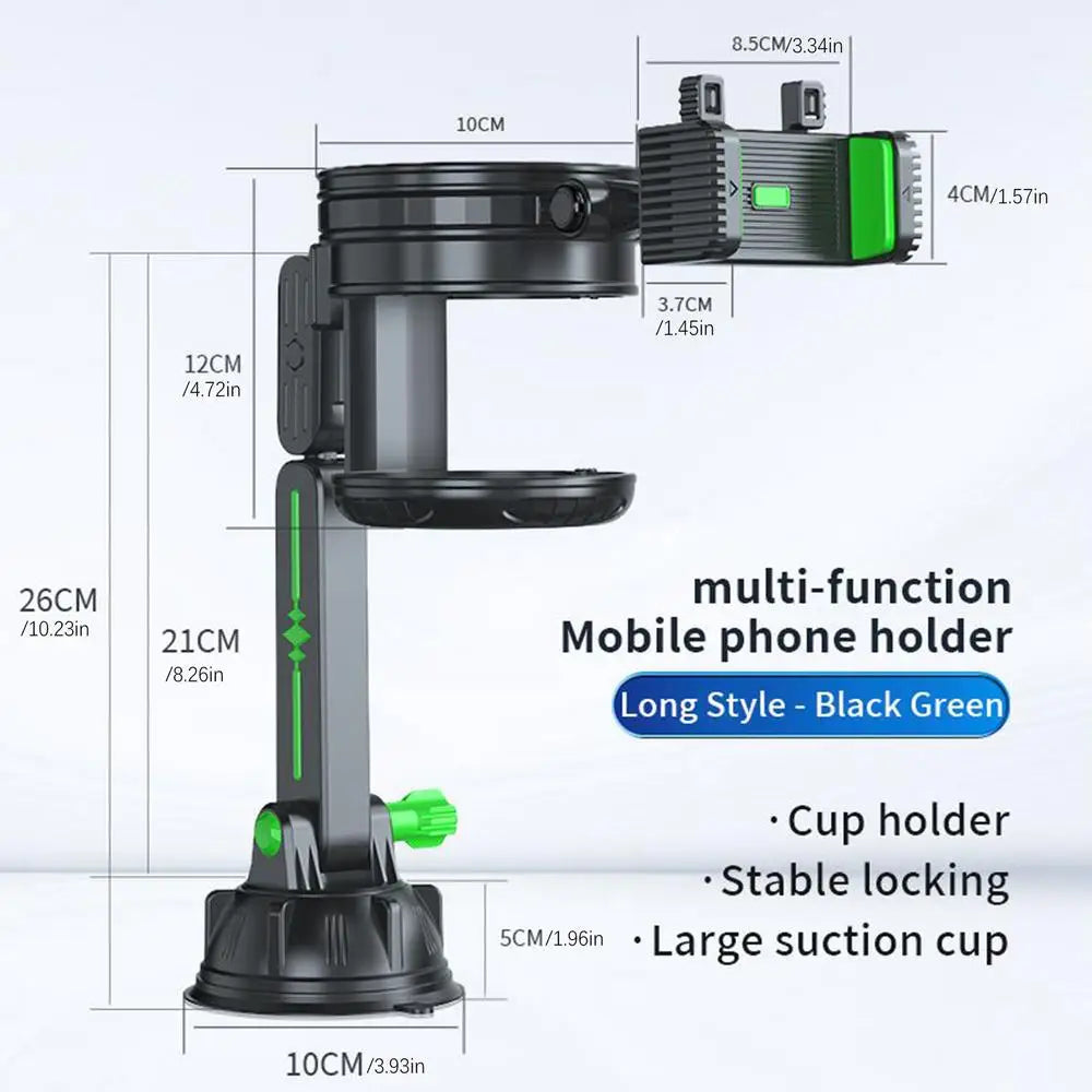 Multi-functional car phone & cup holder – adjustable automotive beverage holder with non-slip silicone bottom for interior accessories