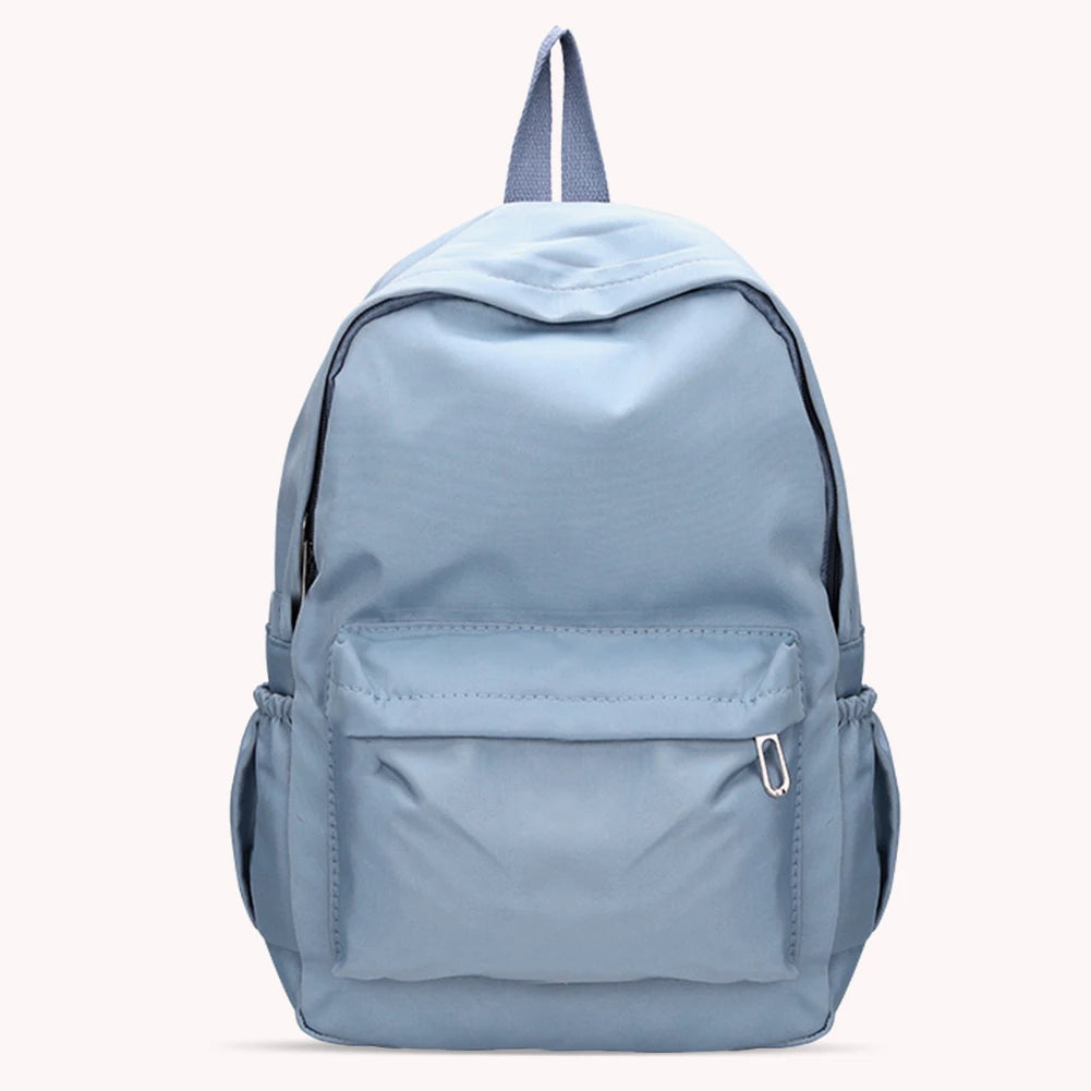 Solid Color Nylon Backpack for Girls – Large Capacity Daily School & Travel Shoulder Backpack