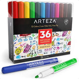 Bulk Set of 36 Fine-Tip Dry-Erase Markers – Low-Odor, 12 Bright Assorted Colors for Whiteboards