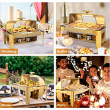 3-Pack 9QT Roll-Top Chafing Dish Buffet Set – Rectangular NSF Stainless Steel Food Warmers with Thick Frame