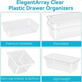 12-Piece Crystal Clear Drawer Organizer Set – Multi-Size Storage Trays for Vanity, Kitchen & Office
