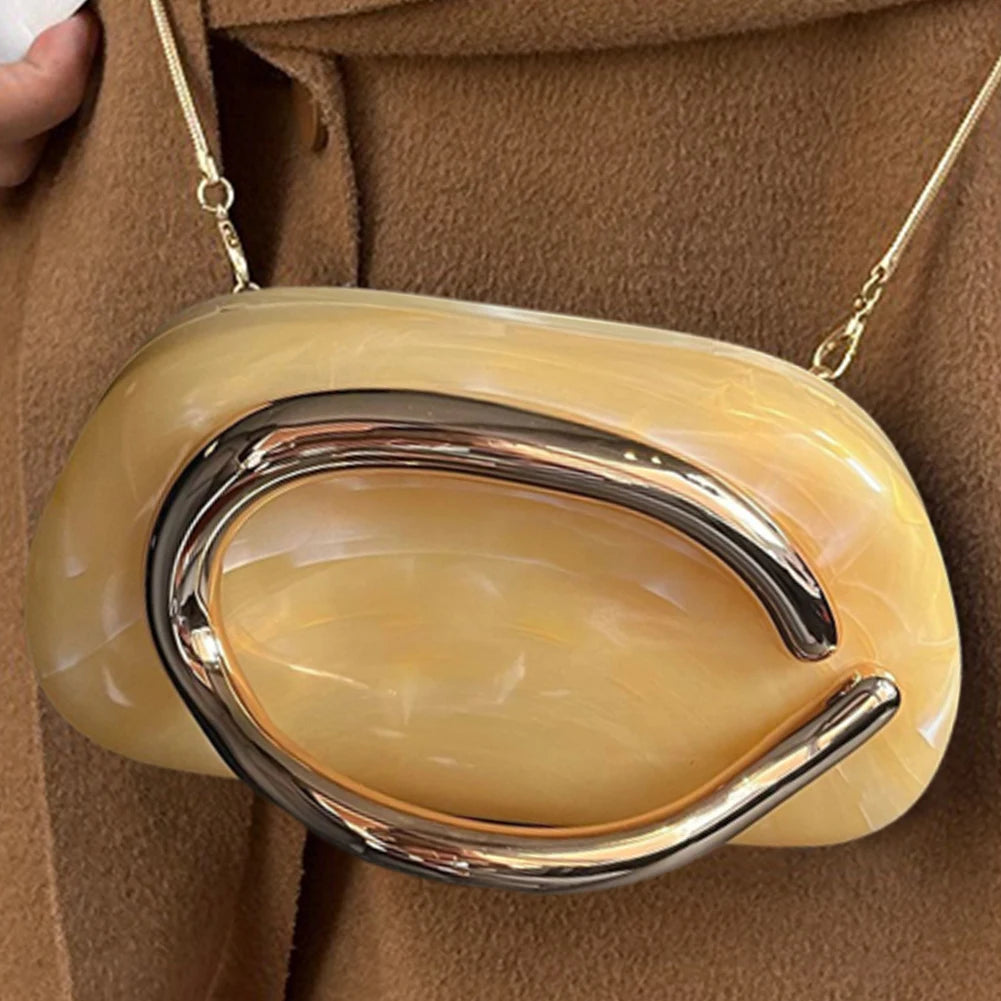 Women’s Retro PU Leather Clutch Bag – Elegant Evening Party Shoulder Crossbody Purse with Chain Strap & Phone Holder