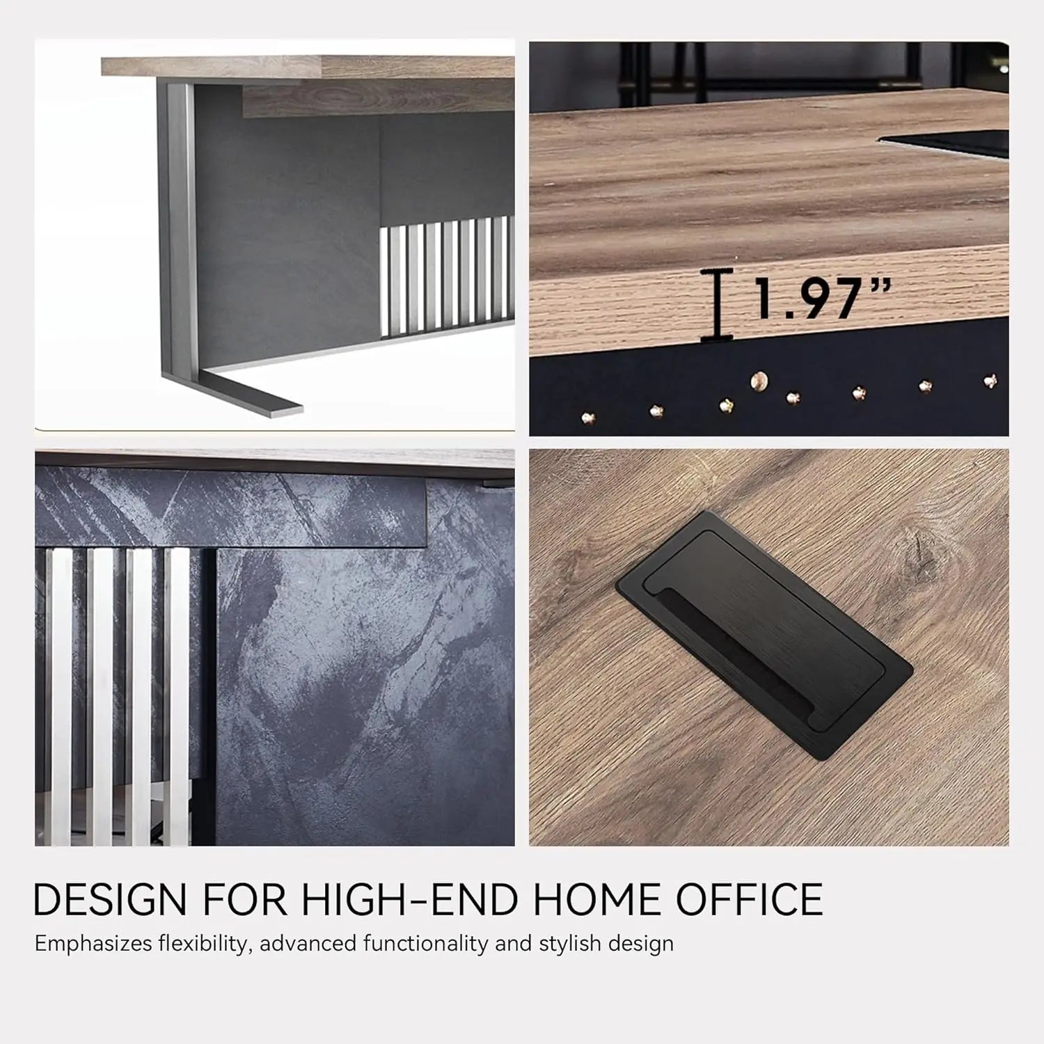 🖥️ 63" Modern Executive Office Desk – Stainless Steel Computer & Writing Desk Workstation for Home & Business