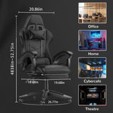 Ergonomic Gaming Chair with Footrest – Adjustable Height, Reclining Computer Chair with Lumbar & Headrest Support for Office or Gaming