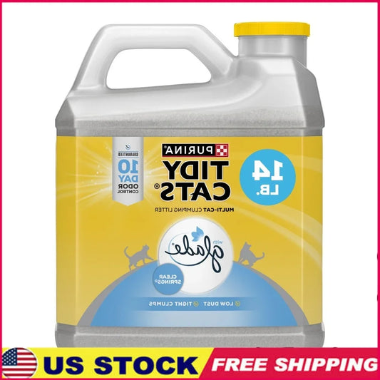 Clumping Cat Litter 14LB Jug – Low Dust, Odor Neutralizing with Glade Clear Springs Deodorizer, Ideal for Multi-Cat Homes