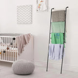 2-Piece Metal Blanket Ladder Set – Multi-Function Towel & Blanket Rack, Black Finish