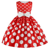 Girls Sleeveless Dot Party Dress – Bowknot Birthday & Wedding Gown (Kids)