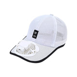Summer Fan Hat – Mesh Baseball Cap with Embroidered Letter & Built-In Cooling Fan for Men & Women