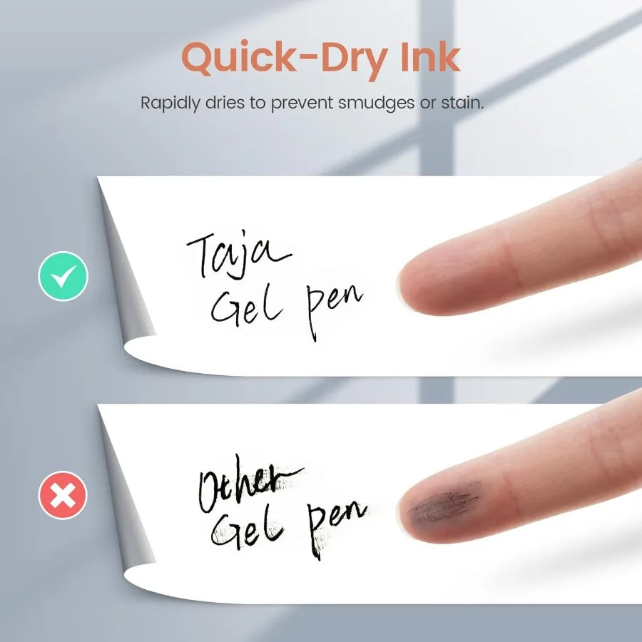 Fine Point Gel Pens Set (6PCS, 0.5mm) – Smooth Quick-Dry Black Ink Pens for Journaling & Notes