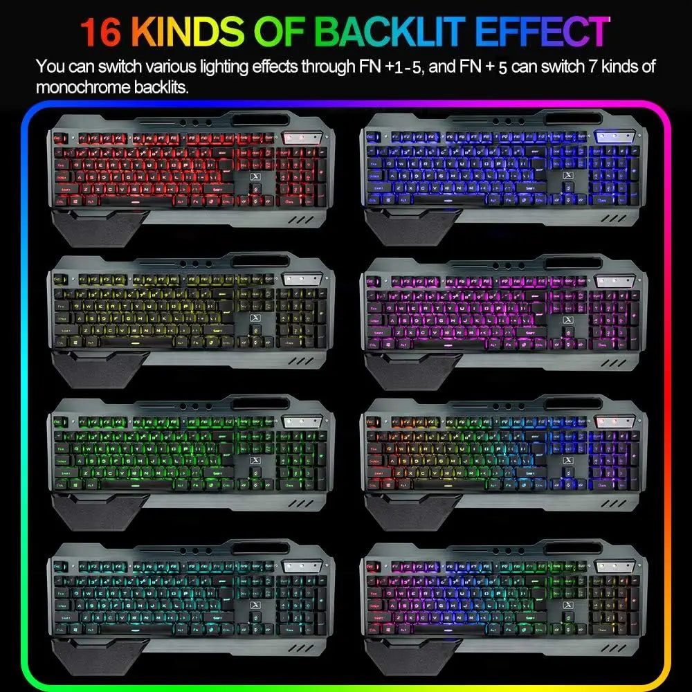 K680 Wireless Gaming Keyboard & Mouse Combo – Rainbow LED Backlit Keyboard with 3800mAh Rechargeable Battery & Metal Panel