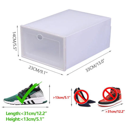 20-Pack Foldable Plastic Shoe Box Set – Clear Stackable Storage Organizers for Home & Closet