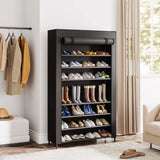 10-Tier Shoes Rack with Cover – Large Capacity Black Shoe Storage Organizer for Entryway & Closet (Up to 50 Pairs)