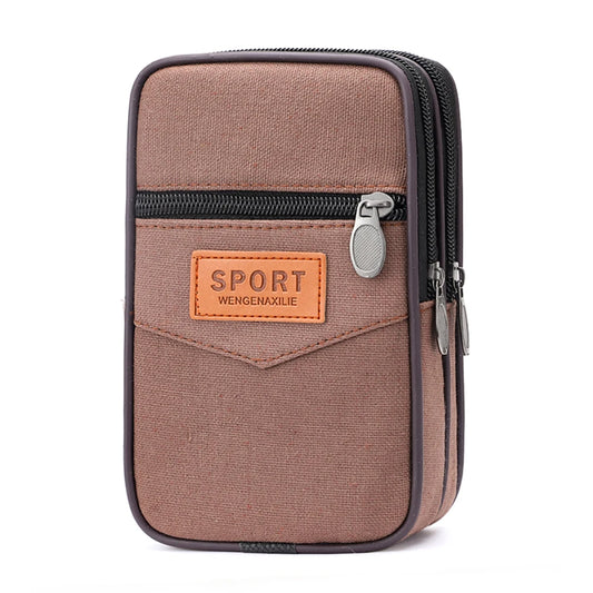 Men’s Outdoor Sports Waist Bag – Multi-Pocket Canvas Coin Pouch & Zipper Change Purse
