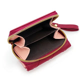 Women’s Heart Embroidered Short Wallet – Triple Fold PU Leather Purse with Multi-Card Slots & Large Capacity