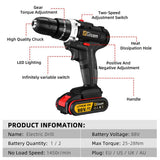 21V Cordless Impact Drill – Electric Screwdriver & Hammer Drill | Mini Wireless Power Tool with Lithium-Ion Battery