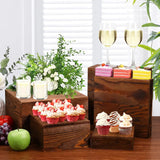 6-Piece Wooden Display Stand Set – Square Buffet & Dessert Risers for Parties