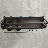 Kitchen Wall-Mounted Spice Storage Rack with Hooks – Space-Saving Kitchen Organizer