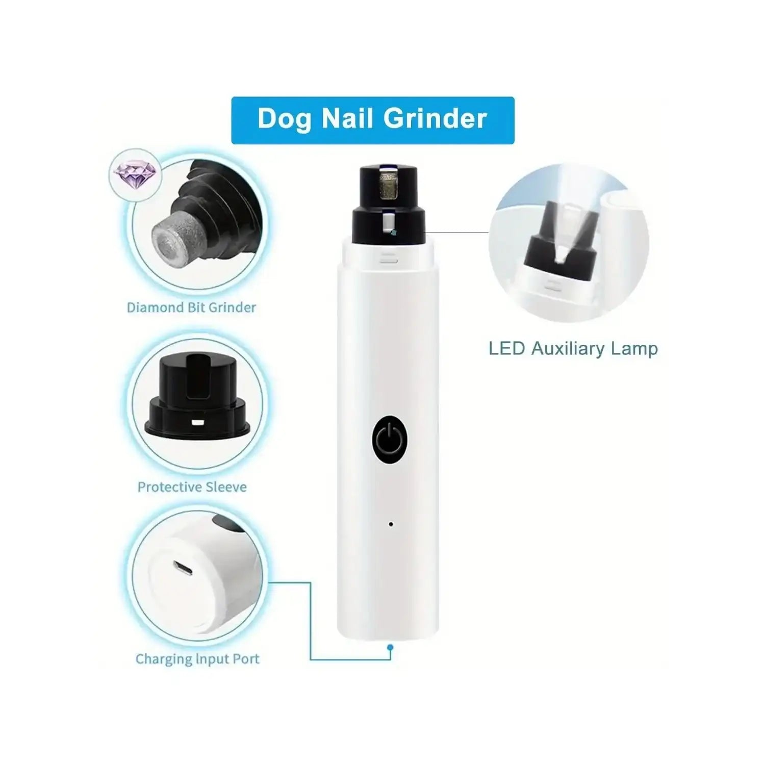 Rechargeable USB Electric Dog Nail Trimmer with 3 Grinding Ports for Small to Large Dogs ✂️🐶
