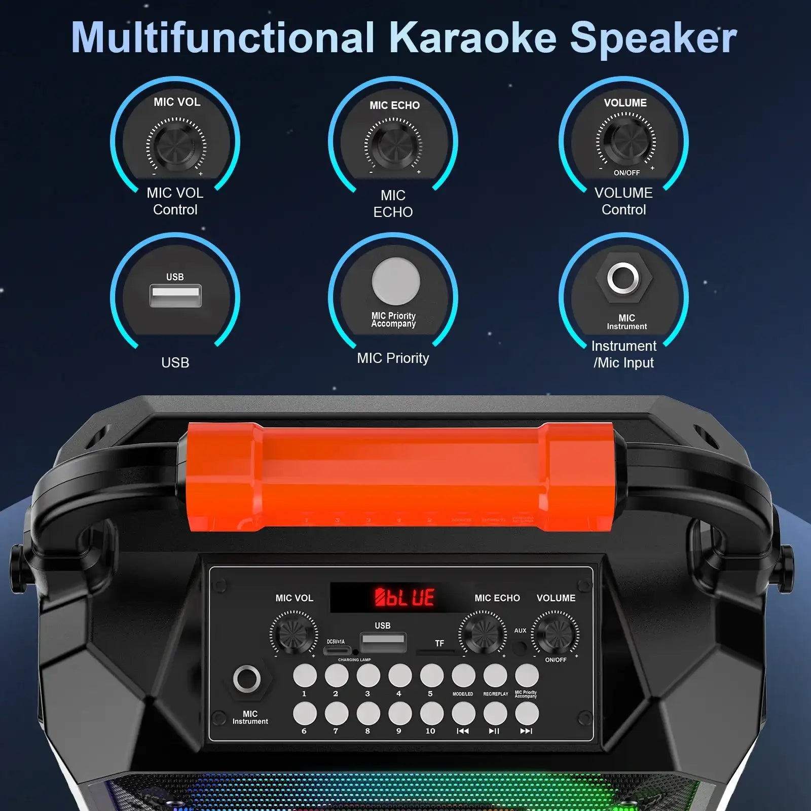 FanFun Wireless Outdoor Speaker – Portable Party Speaker with Microphones, LED DJ Lights & TF Card Support 🎉🔊