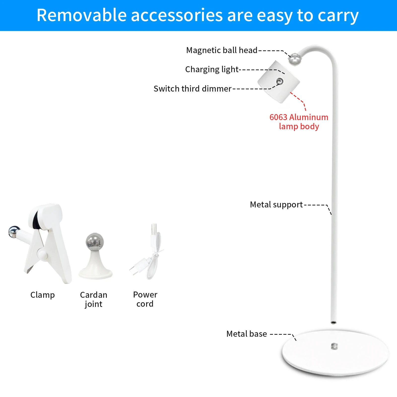 💡 3-Level Dimmable Magnetic Desk Lamp – Portable Detachable LED Light for Home & Office, Space-Saving Modern Design