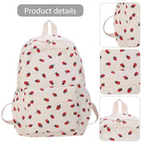 Corduroy Strawberry Backpack – Large-Capacity Student School Bag | Cute Teen Girls Daypack with Adjustable Straps