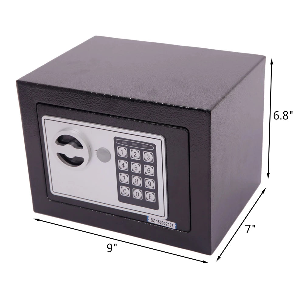 Mini Wall-Mount Electronic Code Safe Box – Black Steel 17EF Security Case for Home & Office 🔒🏠