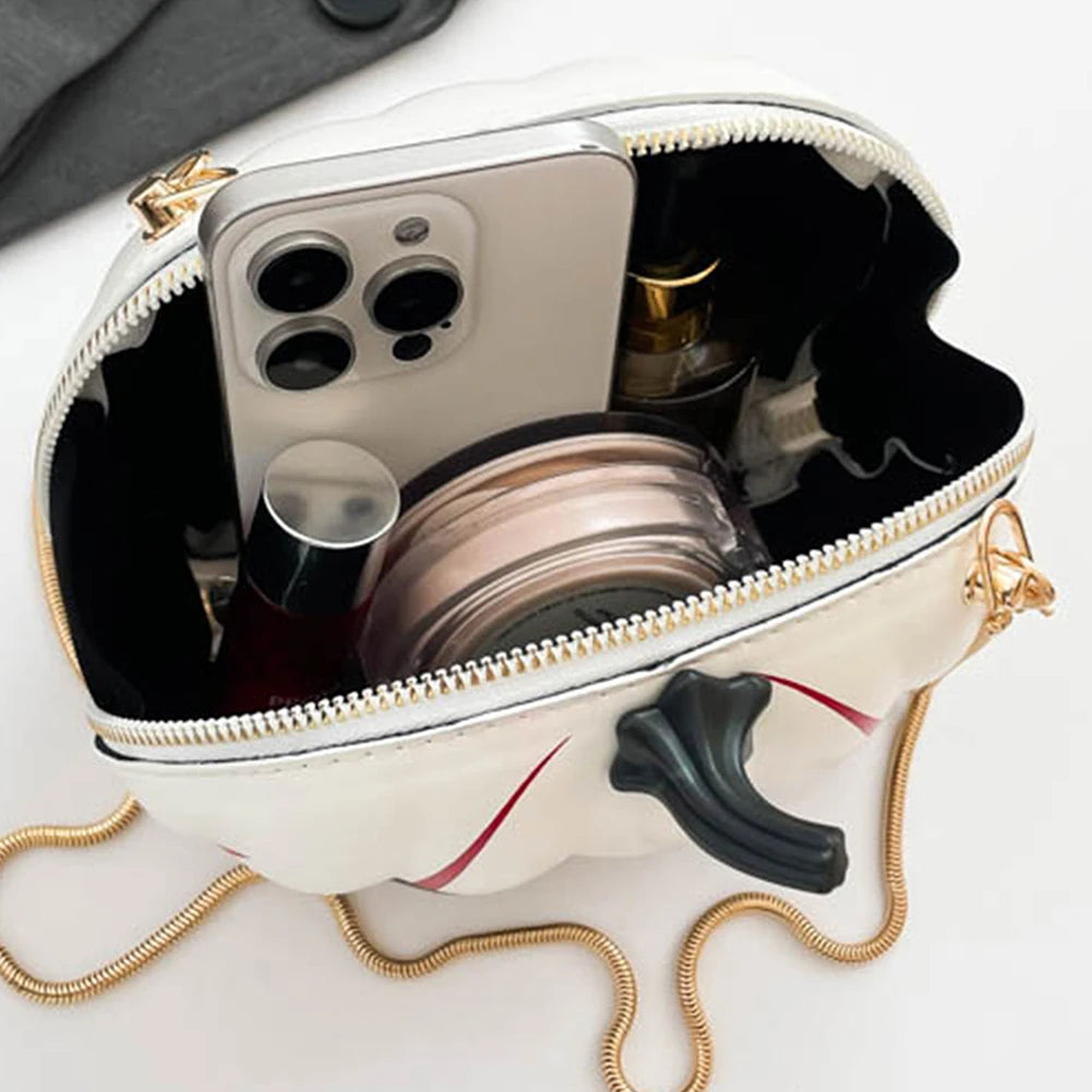 Novelty Pumpkin PU Leather Crossbody Bag – Women’s Halloween Messenger Purse