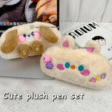 Adorable Cartoon Bear Plush Pencil Case – Large Capacity Stationery & Makeup Organizer