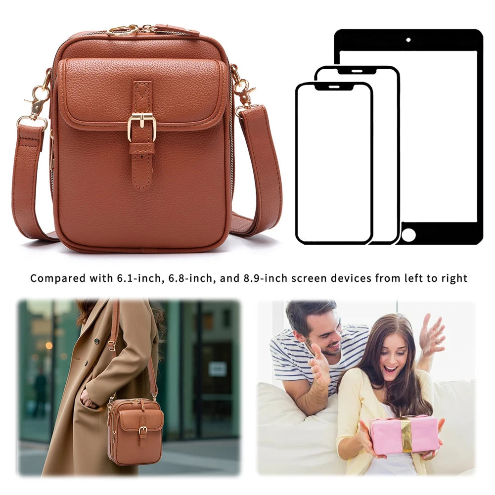Unisex Vintage PU Leather Crossbody Bag – Anti-Theft Small Messenger Shoulder Satchel for Men & Women, Durable & Stylish