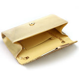 Gold V‑Design Metal‑Chain Glitter Sequined Evening Clutch Bag