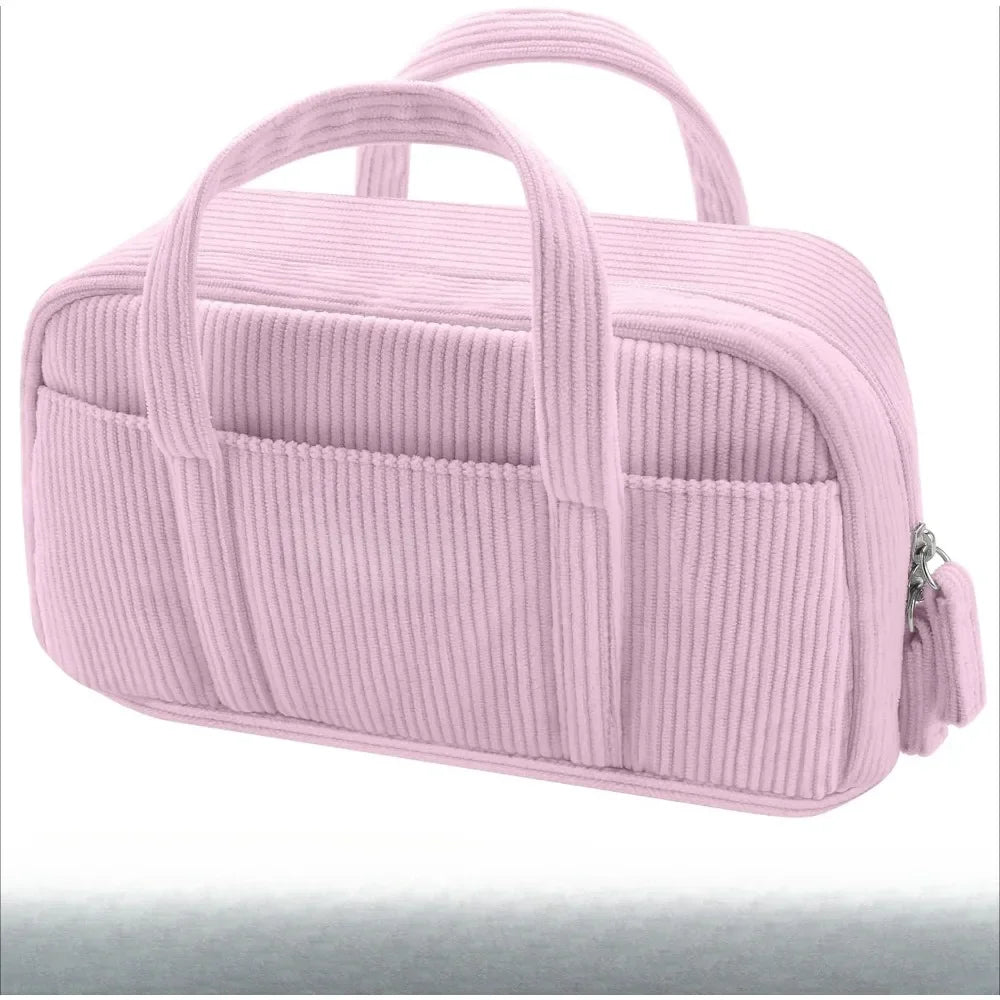 Large Soft Corduroy Zip Pencil Case – 6-Compartment Aesthetic Organizer (Purple)