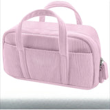 Large Soft Corduroy Zip Pencil Case – 6-Compartment Aesthetic Organizer (Purple)
