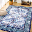Vintage Floral Accent Area Rug – Soft Fluffy Large Carpet for Bedroom & Living Room Home Décor