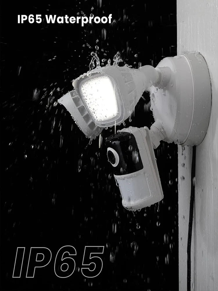 ieGeek 2K Wired Floodlight Security Camera – Outdoor Motion Sensor Cam with Color Night Vision, 110dB Siren & Two-Way Audio