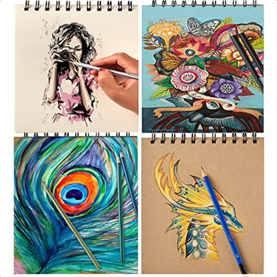 PRINA 76-Piece Professional Art Drawing Set – Sketching Kit with 3 Color Sketchbooks