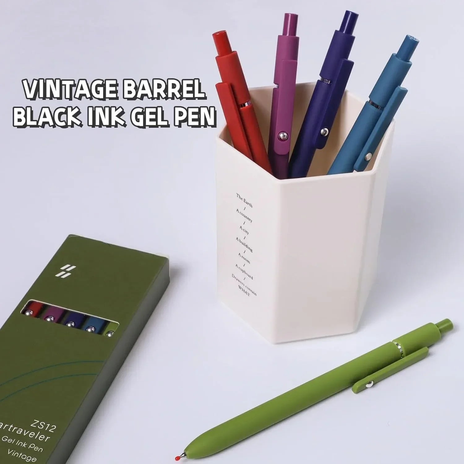 Gel Pens – 5-Pack 0.5mm Black Ink Retractable Pens with Silicone Grip & Metal Clip ✍️