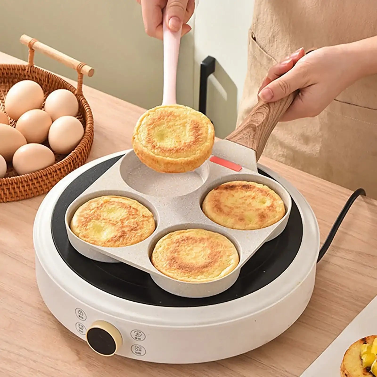 2-4 Holes Thickened Non-Stick Omelet & Pancake Frying Pan – Multi-Hole Breakfast Maker