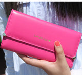 Women’s Long PU Leather Trifold Wallet – Elegant Card Holder Clutch Purse & Mobile Handbag