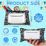 24-Piece Composition Canvas Pencil Pouches – Zippered Pen & Pencil Case Bulk Set
