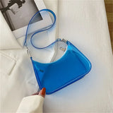 Clear Jelly Shoulder Bag for Women – Small Zipper Under-arm Purse Transparent Fashion Handbag