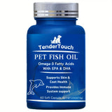 Amazing Omega-3 Fish Oil Capsules for Dogs & Cats – 60 Capsules for Shedding Control, Dry Skin Relief & Healthy Coat Support