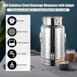 Bymaocar 5-Gallon Stainless Steel Beverage Dispenser Milk Can – Leak-Proof Lid, Heavy-Duty Design